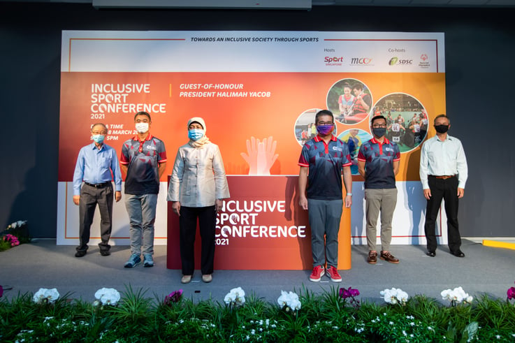 Guest of honour and VIPs on stage during the opening of Inclusive Sports Conference 2021.